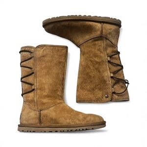 UGG Women’s 6 Chestnut Lace Up Tasman Suede Mid Calf Winter Boots Lightweight